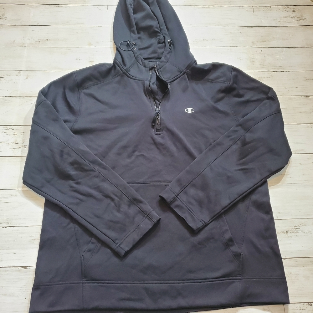 Champions black hoodie quarter zip pullover womens large